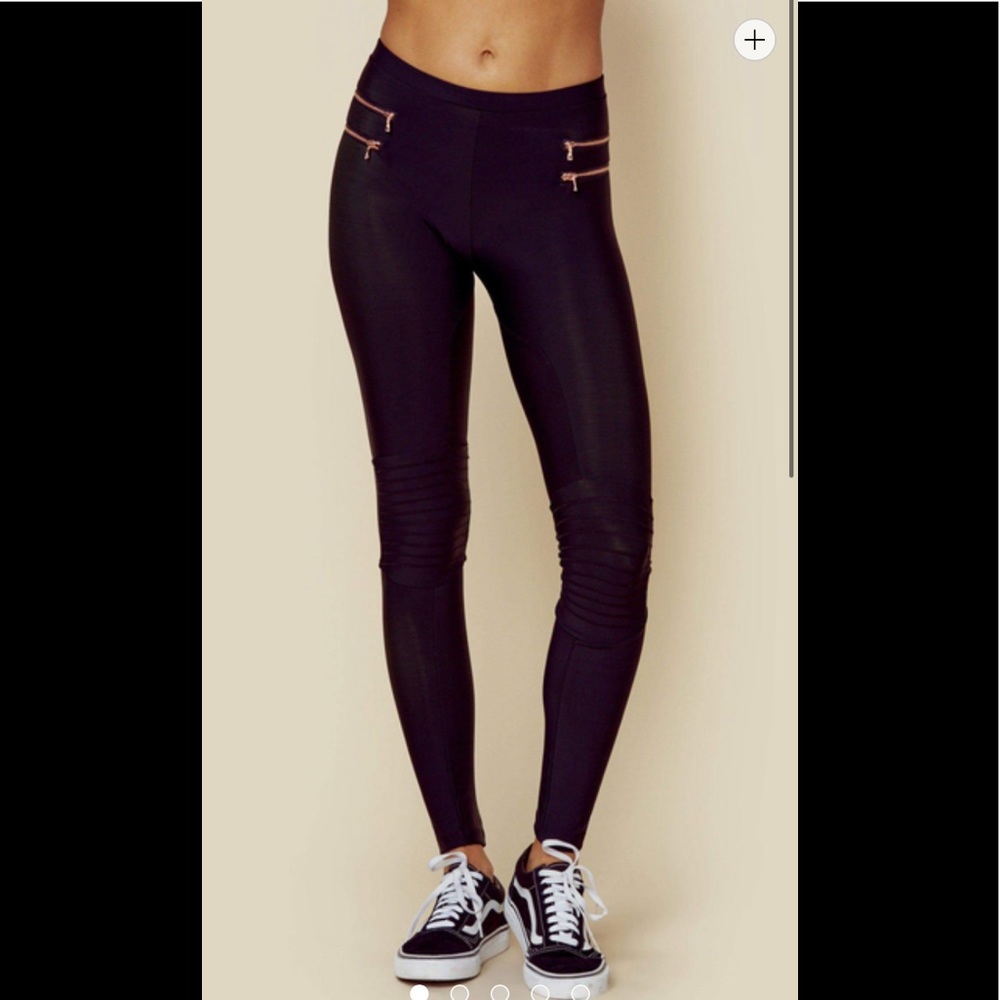 Blue Life Zipper Moro Leggings NWT